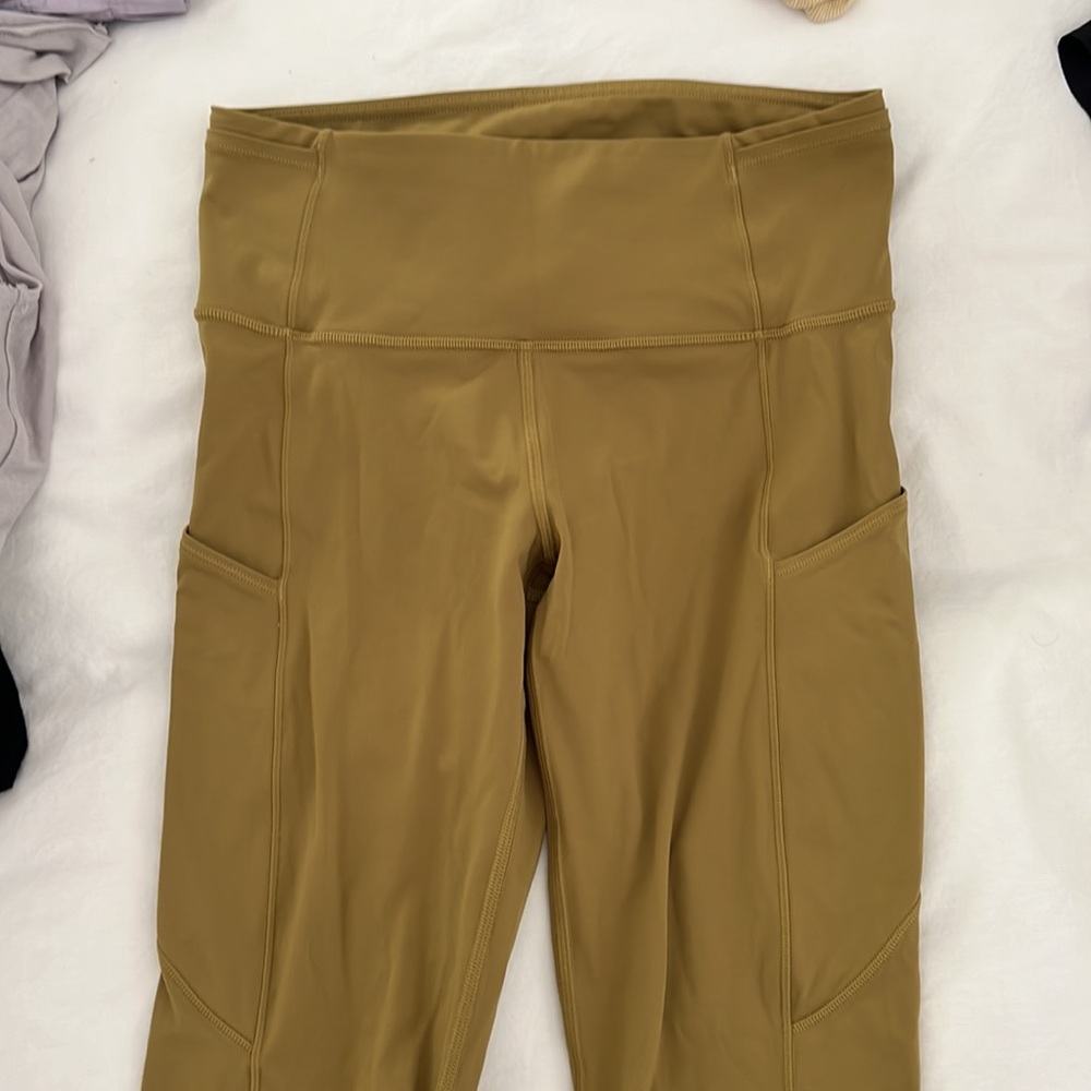 lululemon align pant 25” with pockets size 6 yellow pear
